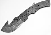 (Knife Kit) Build Your Own Damascus Guthook Knife with Ram Horn Handles and Mosaic Pin Combo Blank Hunting